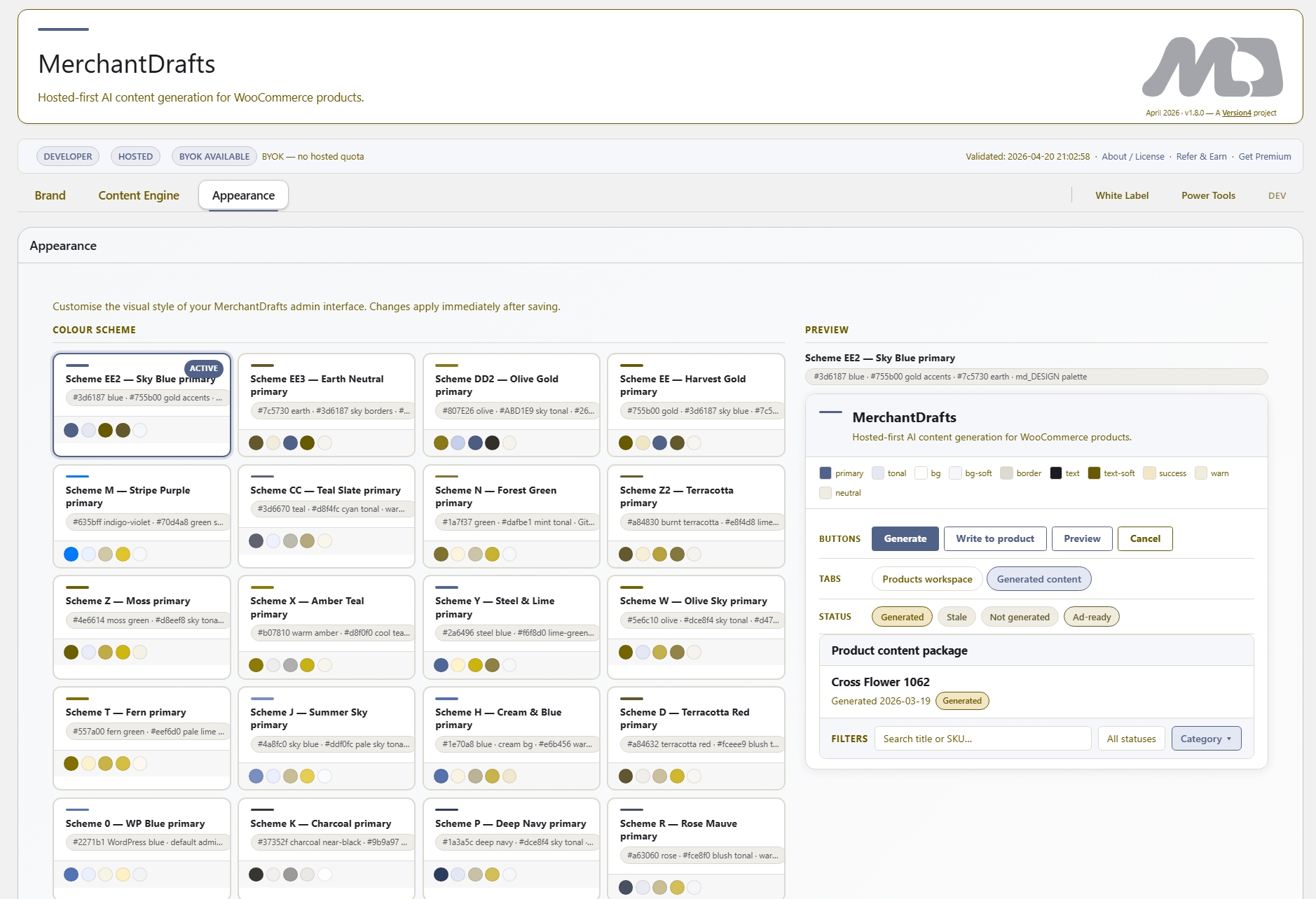 Manufacturer Description context in MerchantDrafts.